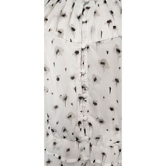 Simply Vera Wang Multicolor Cream/Black Chiffon Ruffle Dress Size Large - Picture 10 of 13